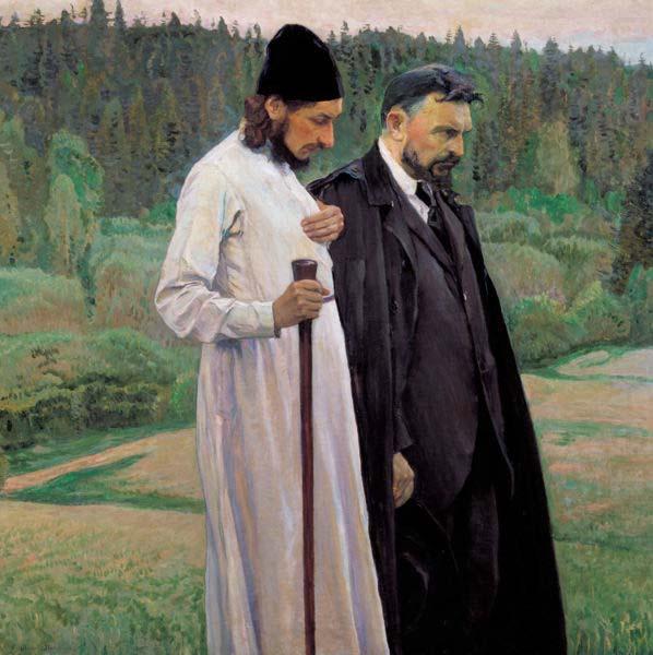 Mikhail Nesterov Philosophers depicts Symbolist thinkers Pavel Florensky and Sergei Bulgakov china oil painting image